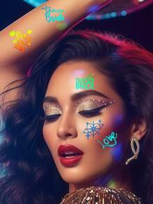 4 Sheets Laser Bachelorette Tattoos Temporary Kiss Tattoos Glitter Tattoos Waterproof Kiss Stickers For Adults Valentines Day Wedding Ceremony Festival Party Accessories - Multicolor - View 6