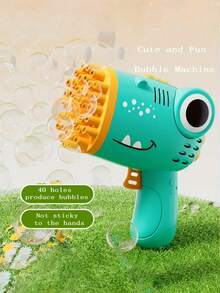1 Set de Pistola de burbujas automática con forma de dinosaurio de ABS, Máquina de burbujas eléctrica de 40 agujeros, Adecuada para niños y niñas para jugar al aire libre, Juguete de playa de verano, Regalo de cumpleaños perfecto. Se incluyen algunos colores/accesorios al azar, los colores, el texto, los patrones y las formas pueden variar. - Multicolor - Ver 7