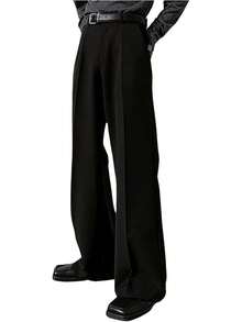 Men's Flare Baggy Dress Pants Wide Leg Pleated Casual Slacks Office Business Suit Trousers With Pockets, 2025 Style VHGQ - 黑色 - 查看 11
