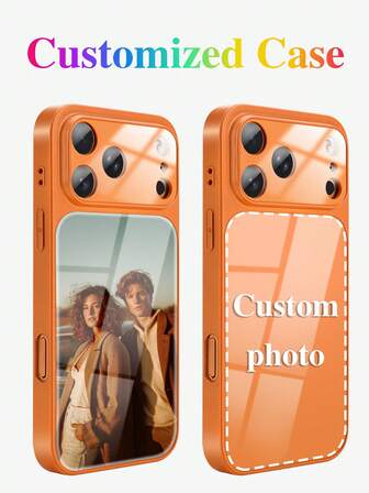 1 pieza Funda de teléfono negra personalizada con foto compatible con iPhone 15 Pro Max/16 Pro Max/17 Pro Max/17 Air, S24 Ultra, Redmi, etc. Gran regalo para mujeres/Navidad