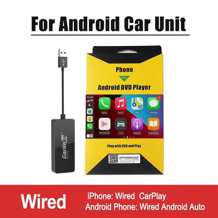 Carlinkit llave electrónica Apple CarPlay inalámbrica USB y sistema operativo Android para coche, llave electrónica para coche, sistema operativo Android, sistema operativo Android, Autokit Mirror Kit, automática - CCPM cableado - Ver 1