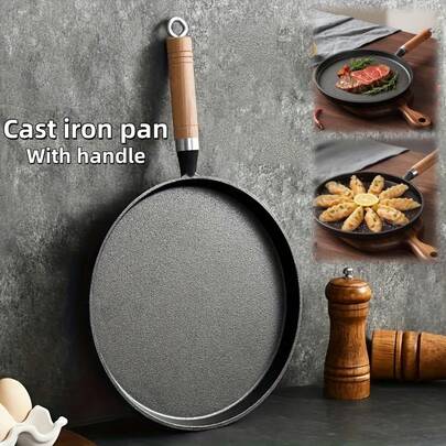 Cast Iron Skillet With Handle, 10.63inch Inch Frying Pan, Suitable Pancakes, Eggs, And Crepes, Durable Non-Stick Cookware, Suitable Induction Cookers, Gas Stoves, Campfires, Breakfast, Barbecue, Camping, And Outdoor Cooking