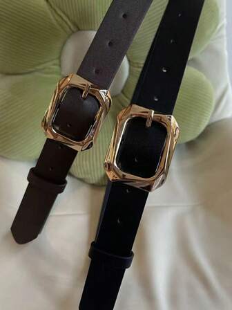 Nuevo cinturón para mujer, hebilla con estampado dorado, cinturón versátil, cinturón de cuero de moda estilo Ins para mujer