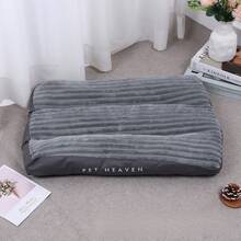 Snug Warm Striped Pet Bed - Gray/Green Washable Dog Bed & Cat Sleeping Pad, Plush Comfort Dog House & Soft Cat Mat For Cold Winter Days - Xám - Xem 3