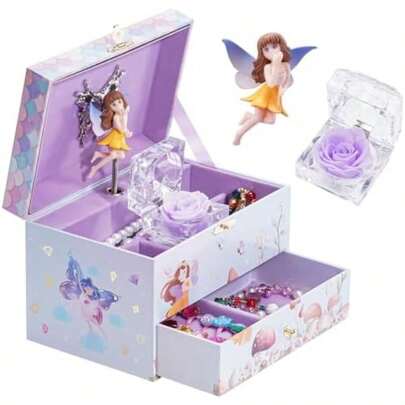 ProCase Joyero Musical para Niñas, Organizador Joyería Infantil con Unicornio para Chica Pequeña Estuche Caja Alhajero para Collares Pendientes Colgantes Pulseras Relojes Anillo Barra de Labios -(Vals)
