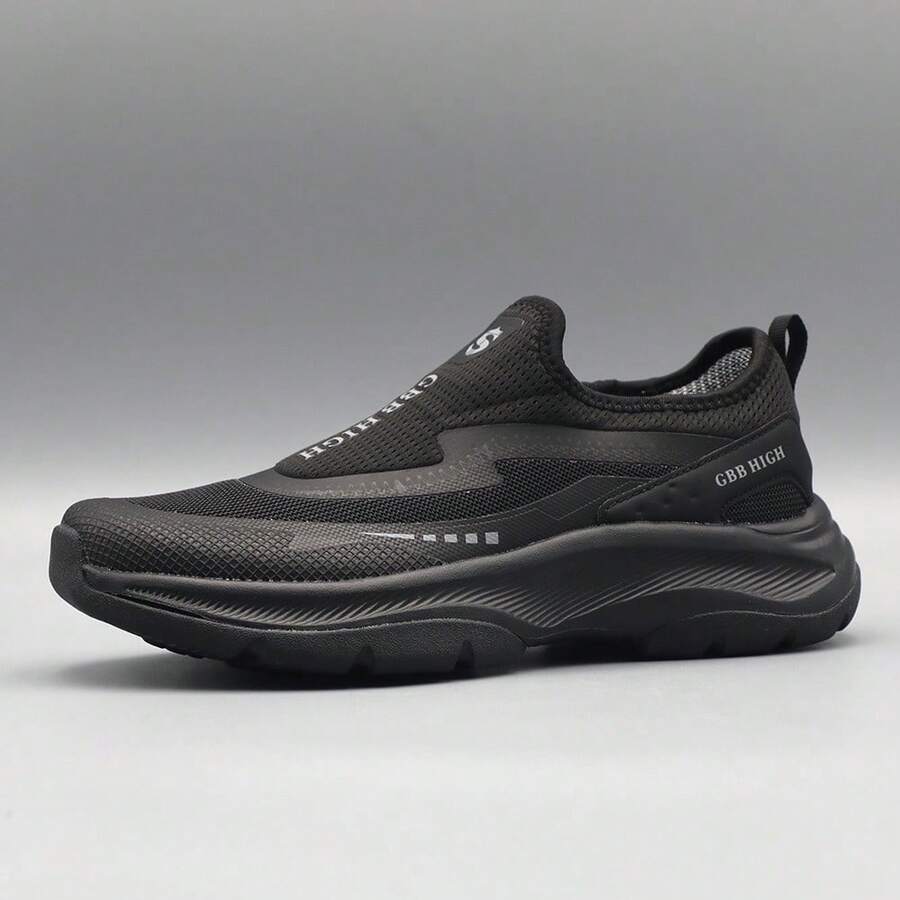 Men's Slip-On Shoes 2025 New Lightweight Breathable Comfortable Soft Sole Non-Slip Waterproof Outdoor Hiking Casual Shoes - 黑色 - 查看 1