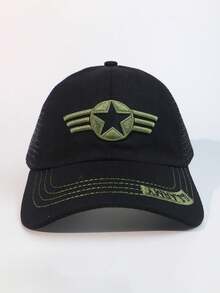 1pc Comfortable Baseball Cap With Star Embroidery, Breathable Adjustable, Country Style Sun Hat, Suitable For Farm Work, Festivals And Celebrations - Pentagram - View 1