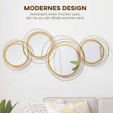 HOMCOM Mirror Set, Wall Decoration With 4 Round Mirrors For Living Room Decor, Elegant Metal Wall Ornament - 1 - 查看 4