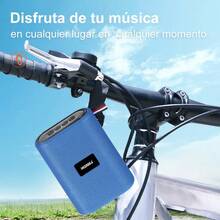 Altavoz Portátil Bluetooth 5.0 con Sonido Estéreo y Bajos Potentes, Radio FM, Reproductor USB y Tarjeta SD, Bocina Inalámbrica Recargable Resistente al Agua para Camping, Playa, Viajes, Hogar y Exterior - Azul - Ver 6