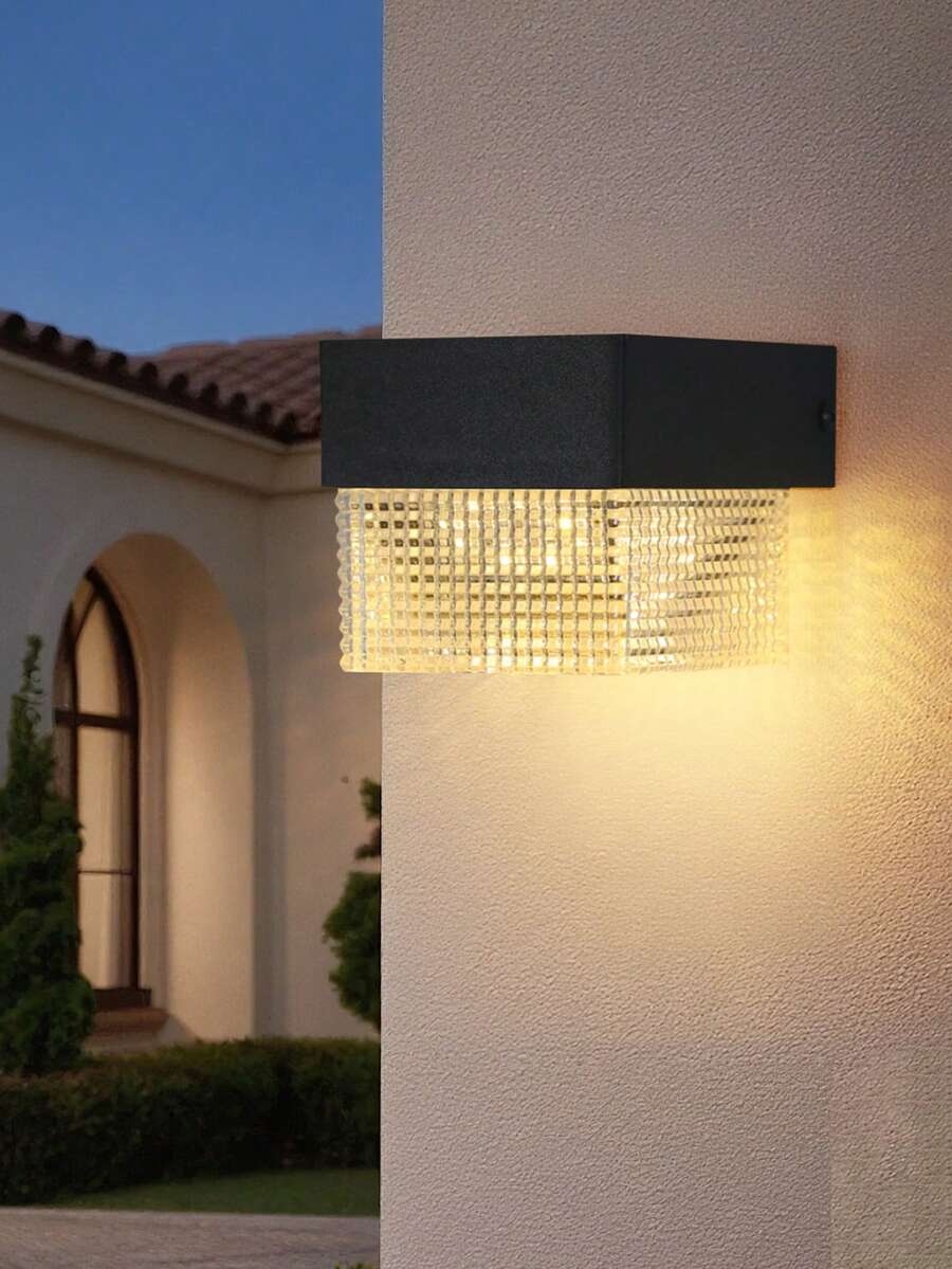 CANMEIJIA 1pc Crystal Pattern Solar LED Wall Light, Outdoor Garden Decor Lamp, Waterproof Switchable Lighting, Vintage Home Exterior Wall Lamp, Suitable For Garden/Parking Lot/Outdoor Corridor/Entrance/Porch/Balcony/Flowerbed/Intersection/Exterior Wall/Interior Wall/Rooftop, Choose Appropriate Size Based On Usage Scenario - Solar Powered Wall Light - View 1