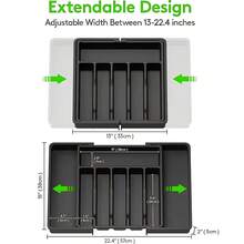 1pc Multifunctional Expandable Drawer Organizer With Adjustable Trays, Used For Organizing Silverware, Cutlery, And Knives With Drawer Dividers, For Kitchen Storage, Kitchen Utensil Accessories - màu đen - Xem 9