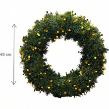 2 Pack Navidea y Guirnalda con Detalles Dorados, Adorno Navidad, Navidea para Puertas, Decoracin Artificial Coronas de Invierno para Exteriores - verde y dorado - Ver 3