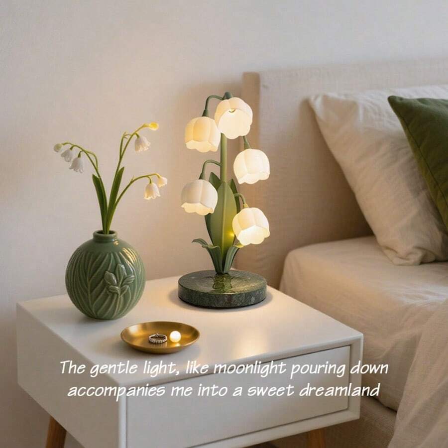 Tiworld 1 chiếc đèn trang trí sang trọng dùng nguồn USB, đế đá cẩm thạch, nguồn sáng LED trắng ấm 5V G4, thích hợp làm đèn ngủ, đèn bàn, phòng khách, đầu giường, phòng ngủ, trang trí nhà cửa. - màu xanh lá - Xem 1