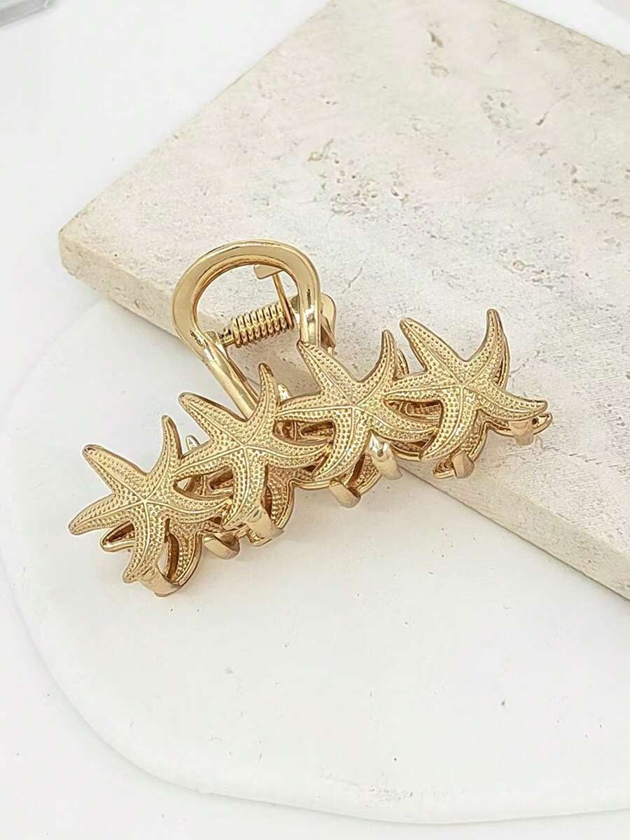 1 chiếc kẹp tóc sọc họa tiết vỏ sò biển mùa hè thời trang, phụ kiện tóc thanh lịch cho nữ dịp lễ hội, kẹp tóc hình thiên nhiên, kẹp tóc sành điệu, phụ kiện tóc mùa đông kiểu khăn bandana, kẹp tóc thanh lịch cho kỳ nghỉ, phụ kiện tóc du lịch cần thiết. - Vàng - Xem 1