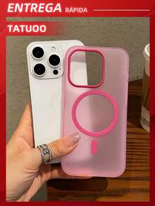 1PC Jelly Color Matte Magnetic Phone Case, PC+TPU Shockproof Hard Shell, Compatible With IPhone11/12/13/14/15ProMax - Pink - View 5