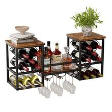 FXLTSBL Wine Rack, Metal Wall-Mounted Wine Rack, Black, Bar Rack With 3 Glass Shelves, Wine Rack With Bottle Storage, Suitable For Bar, Kitchen, Dining Room, Restaurant, 100 X 45 X 25 Cm, Bar Storage, Wine Presentation, Stylish Organizer, Modern Wine Rack, Durable Rack, Wall-Mounted Shelf, Bottle Storage - Black - View 1