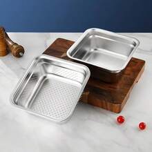 2-In-1 Stainless Steel Washing Up Bowl Set 12.8 Sturdy Square Dish Tub With Colander For Sink Use  Dishpan Ideal For Draining Rice Pasta And Vegetables Multi-Functional Food Strainer And Mixing Bowl For Kitchen Applications - 銀色 - 查看 7