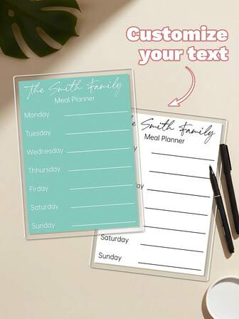 Planificador familiar de acrílico personalizado, organizador de pared de borrado en seco, pizarra de comidas, texto personalizado, pizarra de comidas familiar personalizada, arte de pared de planificación de comidas de cocina, planificador de comidas reutilizable, regalo del Día de San Valentín, regalo de pareja, regalo inolvidable de gratitud para celebrar días especiales