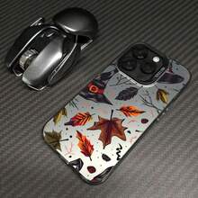 Funda de hojas con sombrero de calabaza y bruja para Apple 17 16 15 14 13 12 11 Pro Plus Max 1716E, funda mate a prueba de golpes para teléfono - 3 - Ver 2