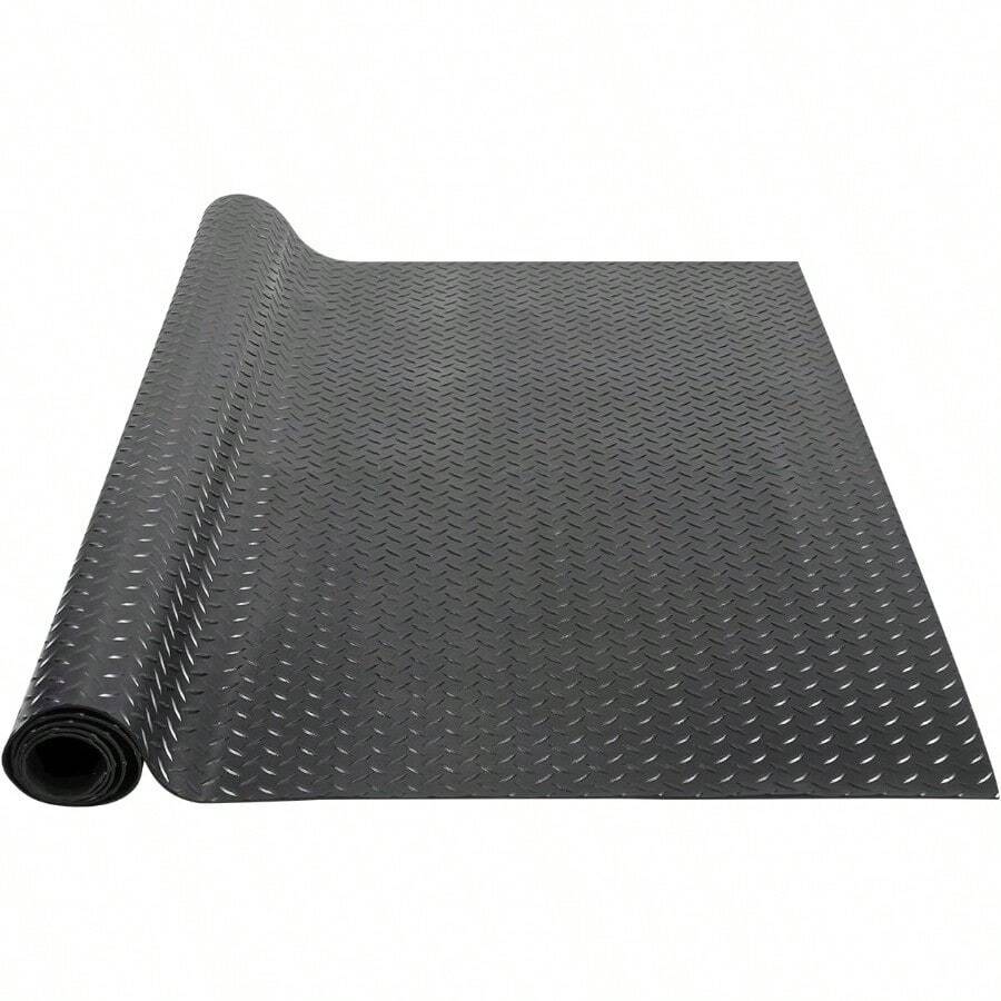 DiamondPlate Flooring Roll SBR Rubber Mat For Gym And Garage Industry Easy To Clean Durable Black AntiSlip Surface With Excellent Impact Resistance And Noise Reduction - 黑色 - 查看 1