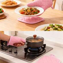 4pcs Washable Heat-Resistant Gloves And Pot Holders Set, Home Heat-Resistant Set, Baking Heat-Resistant Set, Suitable For Kitchen Baking And Cooking, Household Kitchen Stove Heat-Resistant Kitchen Essentials, Home Must-Haves - Multicolor - View 9