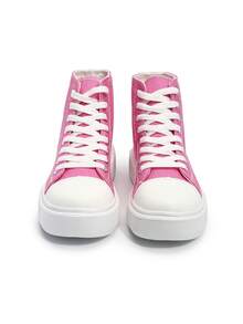 Giày thể thao cổ cao dành cho nữ, thiết kế đế dày, giày thường ngày thời trang và đa năng, chất liệu thoáng khí và thoải mái, nhẹ - Bột trắng - Xem 5