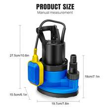 Royalswill 350W Portable Submersible Pump, With 9m Power Cable, Maximum Submersion Depth 7m - UK Plug(220-240V) - View 2
