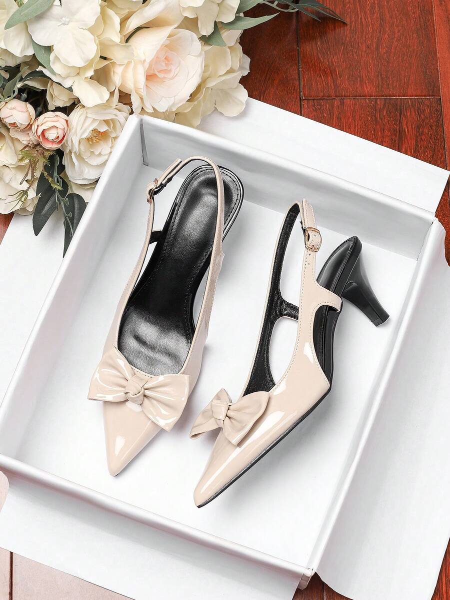 Women's Chunky Heel Sandals, New Versatile French Open Toe Square Toe Roman Sandals, Fashionable Outdoor Non-Slip Rubber Sole Gentle High Heel Ladies' Niche Design High-End Sandals - Beige - View 1