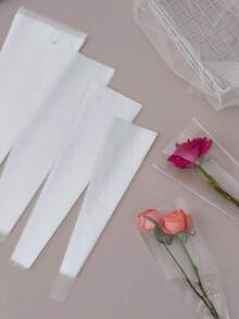 50pcs/Pack Transparent Single Stem Flower Sleeves, Clear Handheld Bouquet OPP Bags, Dust-Proof & Moisture-Proof Single Stem Flower Bags, Transparent Rose Bouquet Bags, Floral Supplies For Valentine's Day, Mother's Day, Anniversary, Wedding, No Accessories, No Printing Design - Multicolor - View 2