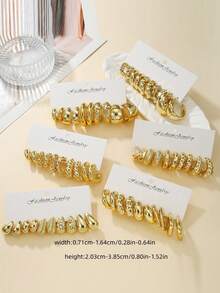 1-10 paires assorties au hasard de boucles d'oreilles mode exagérées en goutte d'eau électroplaquée, lettre, pièce de monnaie vintage, géométrique, acrylique. Boîte aveugle de combinaison, convient pour les femmes, la fête des mères, la Saint-Valentin, Noël, le Nouvel An, le port quotidien - Multicolore - Voir 2