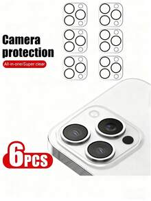 6-Pack Tempered Glass Camera Protector Compatible With Apple 11/12/13/14/15/16/17 Series, Full Lens Coverage, Smooth Screen Protector, Suitable For IPhone 11 Pro/12 Pro/13 Pro/14 Pro/15 Pro/16 Pro/17 17 Pro 17 Pro Max 17 Air Models - Clear - View 19