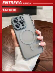 1 Piece Matte Magnetic Skin Touch Phone Case With Lens Film Protection Compatible With IPhone 15pro Max/14/13/12/11 - 灰色 - 查看 3