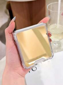 Luxury Make Up Mirror Case Compatible With Samsung Galaxy Z Flip7 Z Flip6 Z Flip 5 4 3 Flip4 Flip3 Flip5 Z Flip 3 4 5 Shockproof Corner Hard Anti-Drop Cover - Gold - View 6