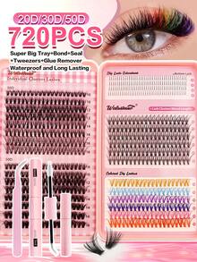 6 Boxes D Curl DIY Cluster Lash Extension Kit Cluster Lashes Mixed Different Length And Styles Natural Volume Fluffy, Clear Band Bottom Individual Lashes Cluster Segmented Spikes,With Eyelash Curler ,One-Stop Shopping Lash Kit Lash Gift Pack,For Yourself Or Friend Family Best Girl Gift - màu đen - Xem 21