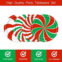 TYUI 48 PCS Candy Cane Christmas Paper Plates 9 Inch Lollipop Peppermint Xmas Disposablefor Round Plates For Home School Classroom Home Candyland Winter Holiday Party Decor Supplies - As Pic - View 4