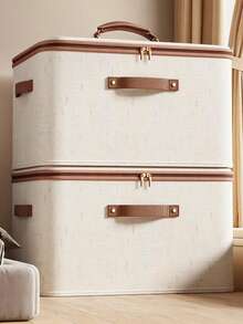 1pc Dustproof Storage Box With Lid Large Capacity Foldable Clothes Storage Box Double Thickness Moisture-Proof Storage Box, Under-Bed Storage Collapsible Closet Organizer Container, Fabric Organizer Box With Handles, Decorative Storage Boxes With Lids For Organizing Clothes, Books, File, White, Medium - Nhiều màu - Xem 2