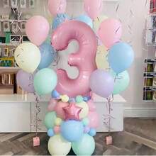 38 Stücke Makronen-Latex-Rosa Zahlenballons, geeignet für Geburtstag, Hochzeitsfeier Dekoration, Muttertags Dekoration, Sommer Feiertags Arrangement - Pink - Übersicht 4