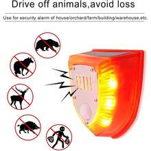 1/2/4 Pcs 3 Modes Solar Alarm Motion Detector With Sound Outdoor Motion Sensor 129db Barking Dog Strobe Light Gunshot Sound Alarm Detector Noise Maker Warning Lamp For Pasture, Farm, House, Yard, Barn, Home - Red - View 8