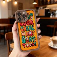 Cubierta de teléfono con borde negro y diseño colorido Look Great Rot Day Today para iPhone 13 Pro en café con estampado divertido y letras vibrantes ideal para uso diario y estilo urbano Aplicable a los teléfonos de la serie Apple y Galaxy - Café integral - Ver 7