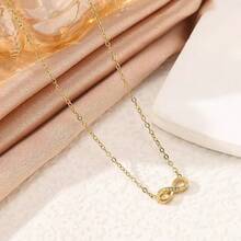 18k Gold Plated Titanium Steel Infinity Jewelry Set, Includes Cubic Zirconia - Stainless Steel Necklace, Bracelet, Earrings, Suitable For Women, Symbol Of Eternal Love, Fashion Accessory Set