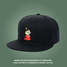 A cap with a black anime character design and a street fashion feel flat bill cap large head around Baseball cap retro small head around snapback cap duckville cap visual unisex low cap baseball cap snapback haphop baseball cap snapback cap graphic print duck cap sports breathable ball cap low cap fashionable - ブラック - チェックする 4