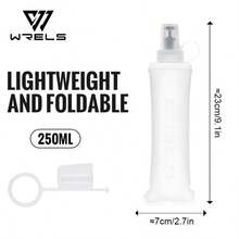 WRELS 1个150/250/500毫升升级版无异味TPU可折叠软硅胶吸嘴水瓶，适用于骑行、露营、徒步旅行、跑步等活动。 - 升級款白色 - 查看 12