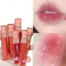 6Pcs Cute Bear Water Mist Mirror Glass Lip Glaze Moisturizing And Moisturizing Lip Gloss Lipstick - 彩色 - 查看 3