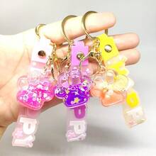 Creative Oil Drop Quicksand Cat Paw Keychain, Liquid Dynamic Cute Pendant, Couple Phone Car Key Backpack Charm - Multicolor - View 1
