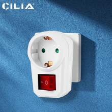 CILIA 1/2个大号带开关插头转换器,适用于家庭、旅行、办公室、学校等场所,白色 - 查看 3