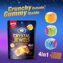 AMOS 4D Crystal Jewels Gummy Candy, Novelty Food 1.41oz Bag, Crunchy Outside, 4in1, 2 Textures 2 Flavors, Unique Candy, Gummy Treats - 1 Pack - View 7
