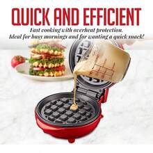 LÈRFM [MXBTG+]Home Waffle Maker, Mini Breakfast Machine, Mini Waffle Maker, Round Sandwich Breakfast Machine - Red - View 6