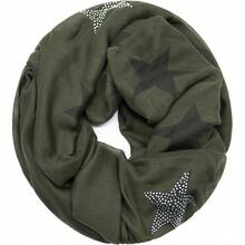 S201703 - Bufanda larga con diseo de estrellas, muchos colores, verde oscuro, 170cmx 80cm - inicial - Ver 1