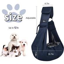 Dog and Sling - Hands Reversible Pet Bag - Soft Pouch and Tote Design - Suitable Puppy, Small Dogs, and Cats Outdoor Travel - Azul / Patchwork - Ver 5