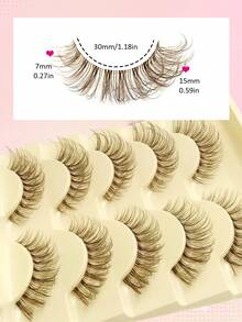 5 Pairs Rikuaild Natural Brown Cartoon Style False Eyelashes, Lightweight & Fluffy Reusable Full Strip Eyelashes, For Women - Natural Lashes - View 2